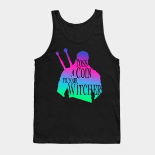 Witcher silhouette: Toss a Coin - retro Tank Top